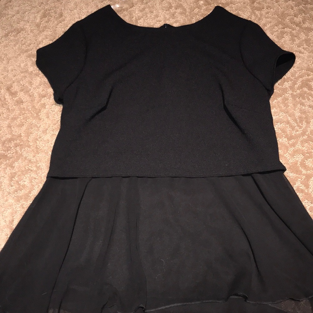 Black crop top with sheer flowy layer